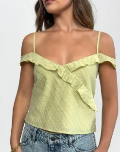 Savira Top in Chiffon Stripe Green