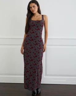 Sayidan Maxi Dress in Garden Floral Blue Grey