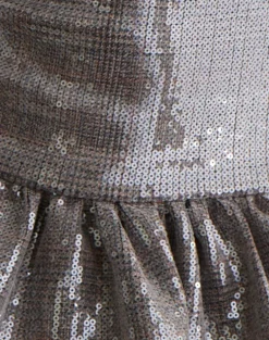 Seada Peplum Top in Sequin Check Brown