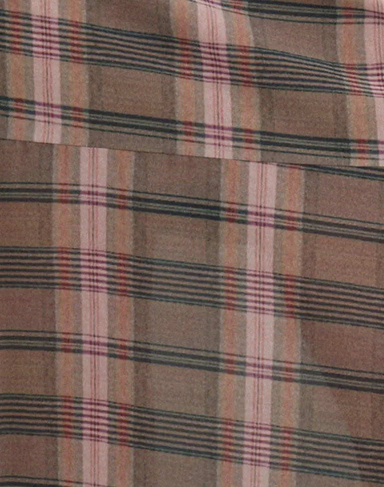 Sedra Midi Skirt in Brown and Pink Blurry Check