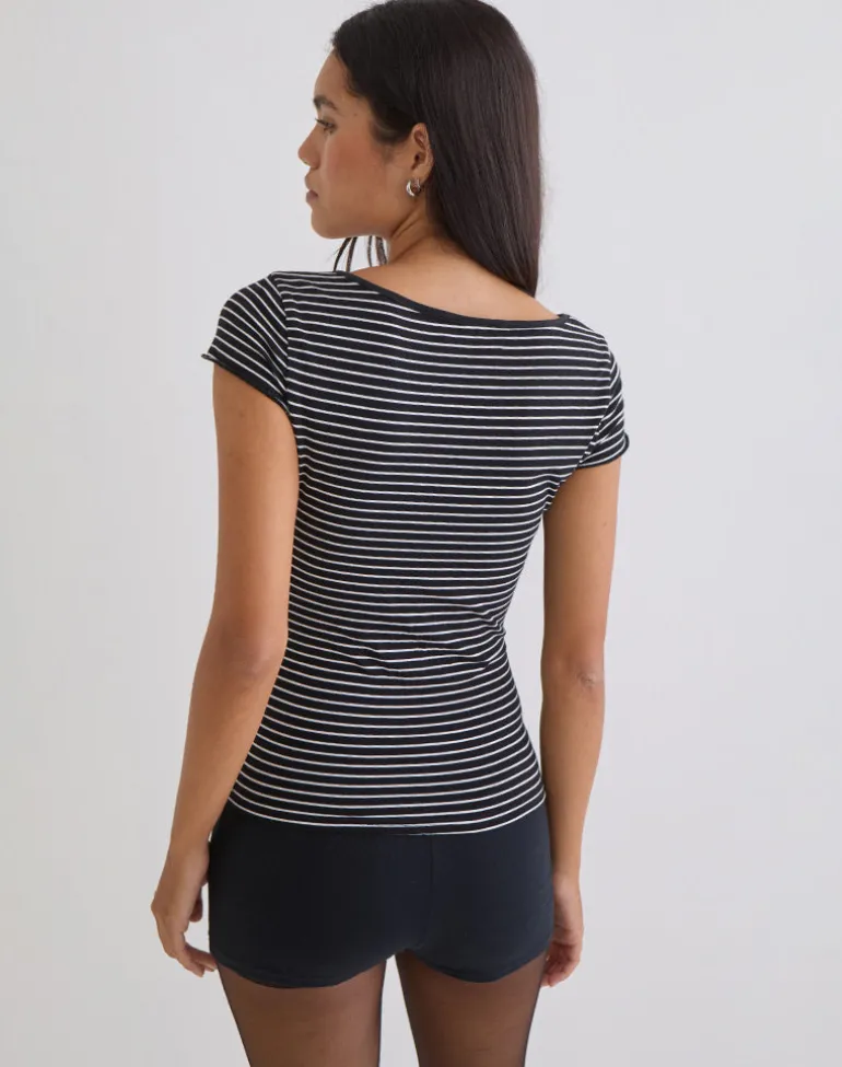Seiren Top in Stripe Jersey Black and White