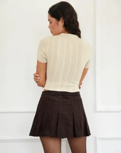 Sejuani Cord Mini Skirt in Bitter Chocolate Brown