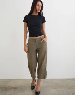 Selesa Capri Trouser in Twill Khaki