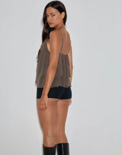 Selvina Frill Cami Top in Olive