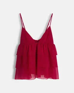 Selvina Frill Cami Top in Red