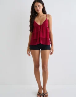 Selvina Frill Cami Top in Red