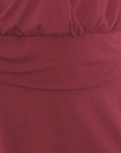 Senara Cinch Waist Halterneck Mini Dress in Burgundy