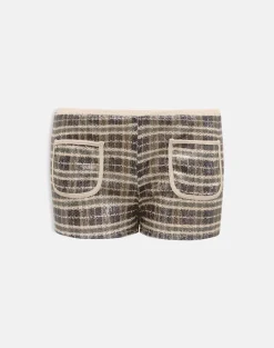 Serafim Short in Sequin Vintage Check Brown