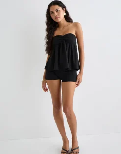 Setsuko Bandeau Longline Top in Black