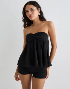 Setsuko Bandeau Longline Top in Black