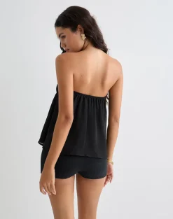 Setsuko Bandeau Longline Top in Black
