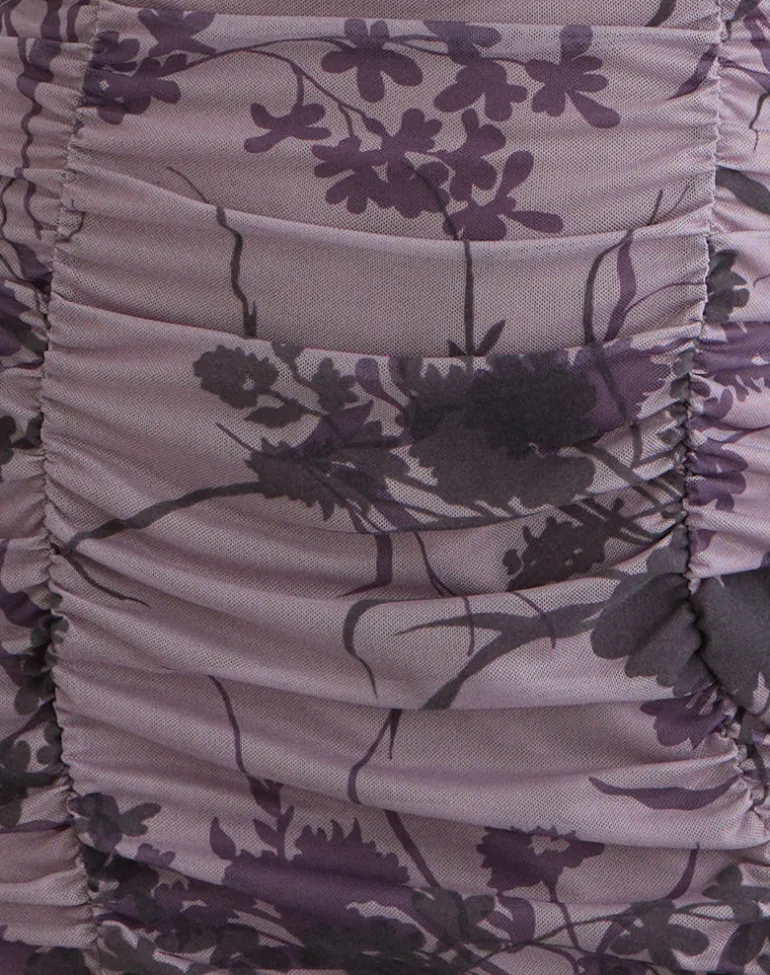 Sezuko Dress in Flock Shadow Flower Purple
