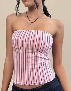 Shaelo Bandeau Top in Pinstripe Pink