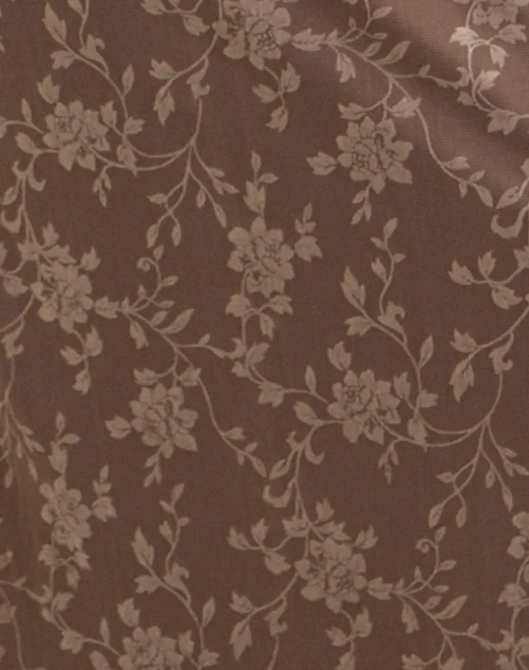 Shaleed Maxi Dress in Leafy Flock Dark Taupe