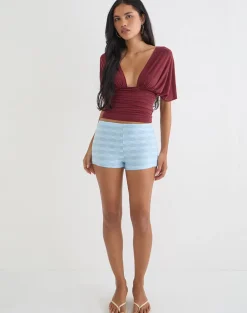Shama Hot Pant in Textured Mesh Blue