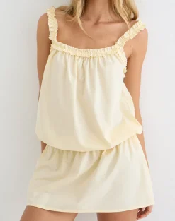 Shasta Mini Dress in Poplin Buttermilk
