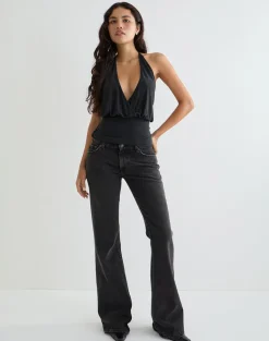 Sherlyn Halter Top in Cupro Black