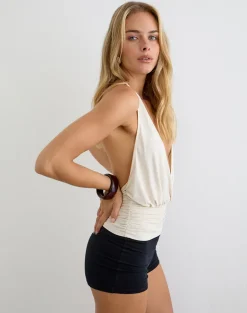 Sherlyn Halter Top in Cupro Cream