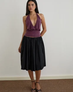 Sherlyn Halter Top in Cupro Deep Purple