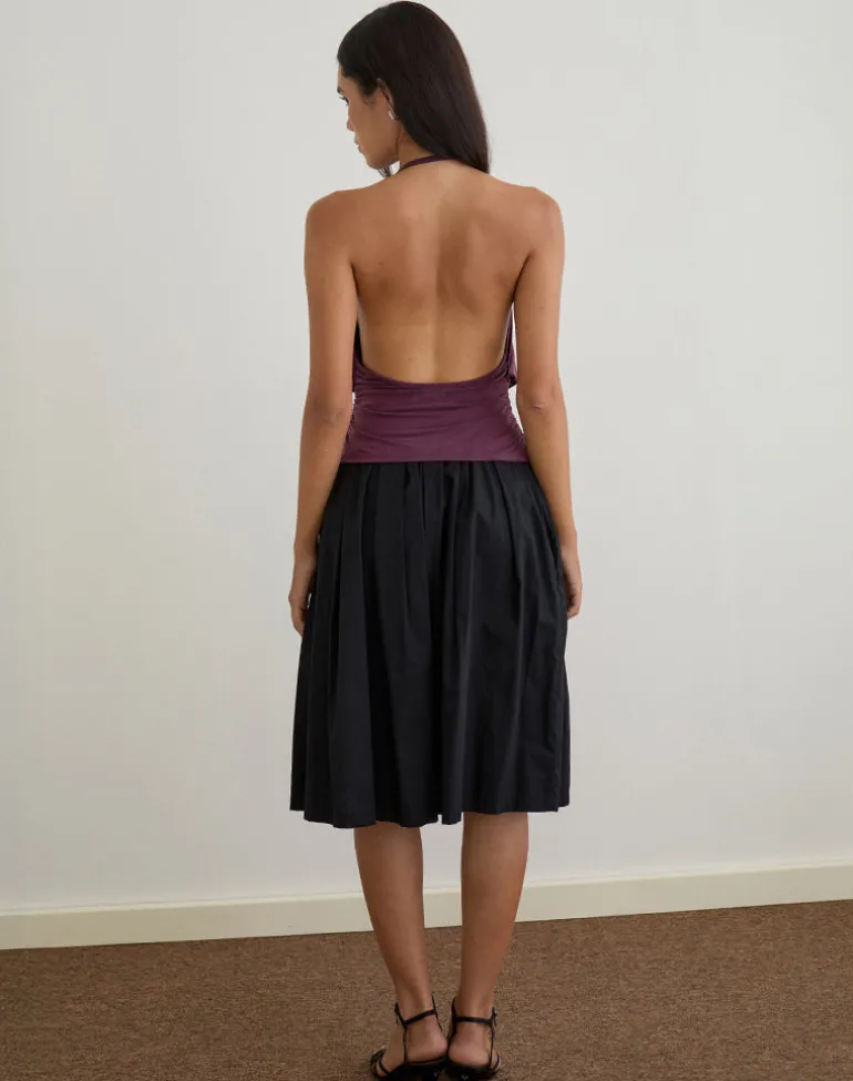 Sherlyn Halter Top in Cupro Deep Purple