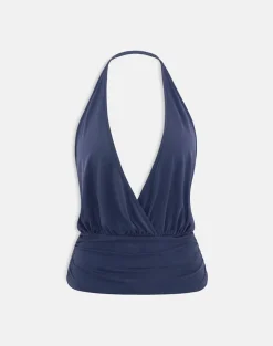 Sherlyn Halter Top in Cupro Navy