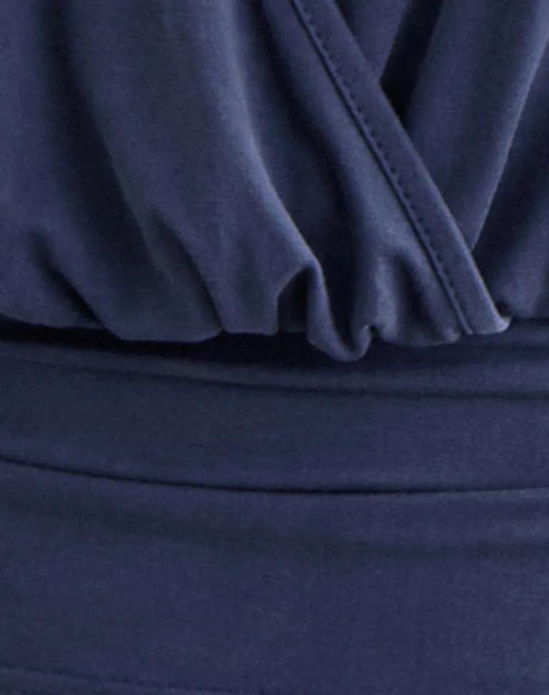 Sherlyn Halter Top in Cupro Navy