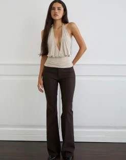 Sherlyn Halter Top in Cupro Oatmilk