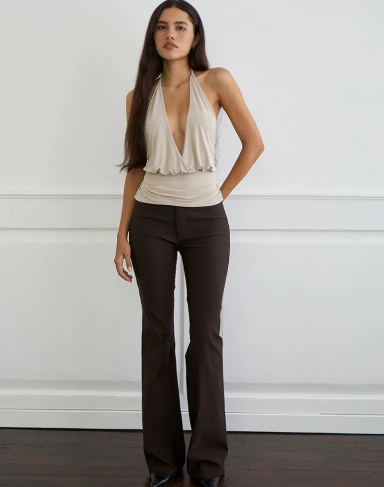 Sherlyn Halter Top in Cupro Oatmilk