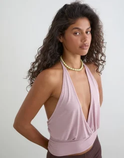 Sherlyn Halter Top in Cupro Pink