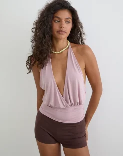 Sherlyn Halter Top in Cupro Pink