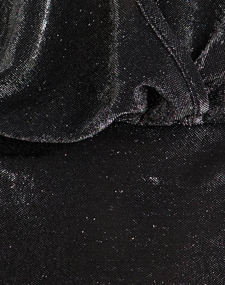 Sherlyn Halter Top in GIitter Lurex Mesh Black