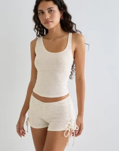 Shrine Short in Stretch Broderie Cream