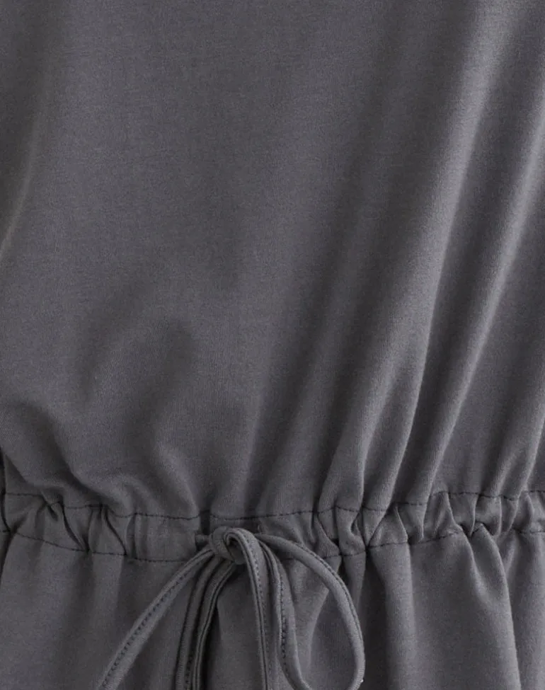 Sika One Shoulder Top in Charcoal Grey with Tie Belt