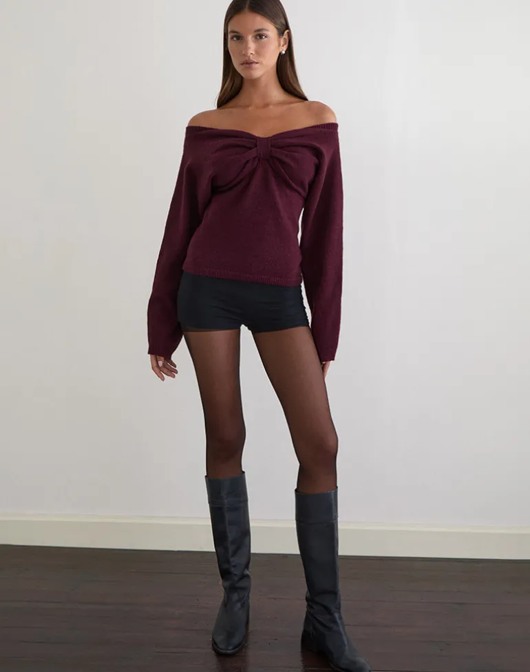 Sikuna Bow Jumper in Deep Purple