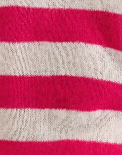 Sinda Scoopback Top in Knit Maxi Stripe Raspberry and Beige