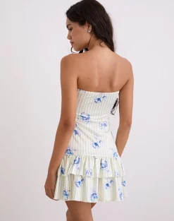 Sitav Dress in Floral Stripe Cream