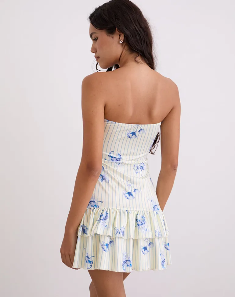 Sitav Dress in Floral Stripe Cream