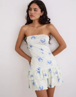 Sitav Dress in Floral Stripe Cream