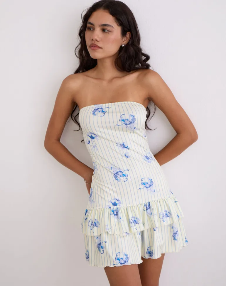Sitav Dress in Floral Stripe Cream
