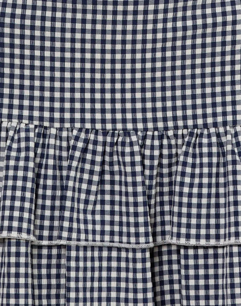Sitav Dress in Seersucker Gingham Navy