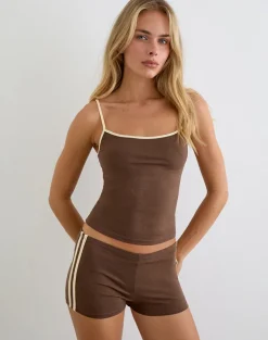 Solani Top in Cocoa Brown with Buttermilk Binding