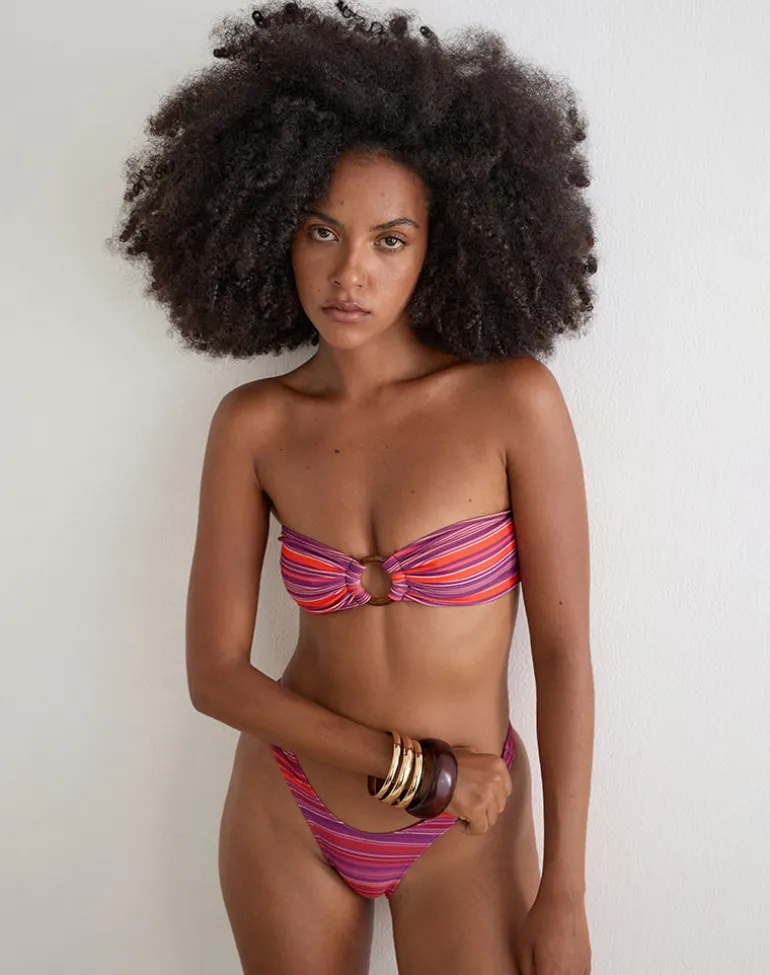 Sorawa Bikini Top in Purple and Red Radiant Lines