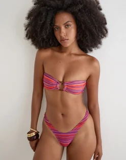 Sorawa Bikini Top in Purple and Red Radiant Lines