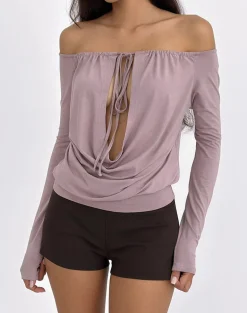 Sore Long Sleeve Cowl Top in Jersey Dusty Mauve