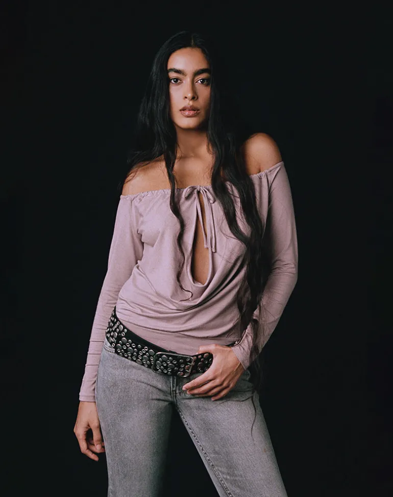 Sore Long Sleeve Cowl Top in Jersey Dusty Mauve