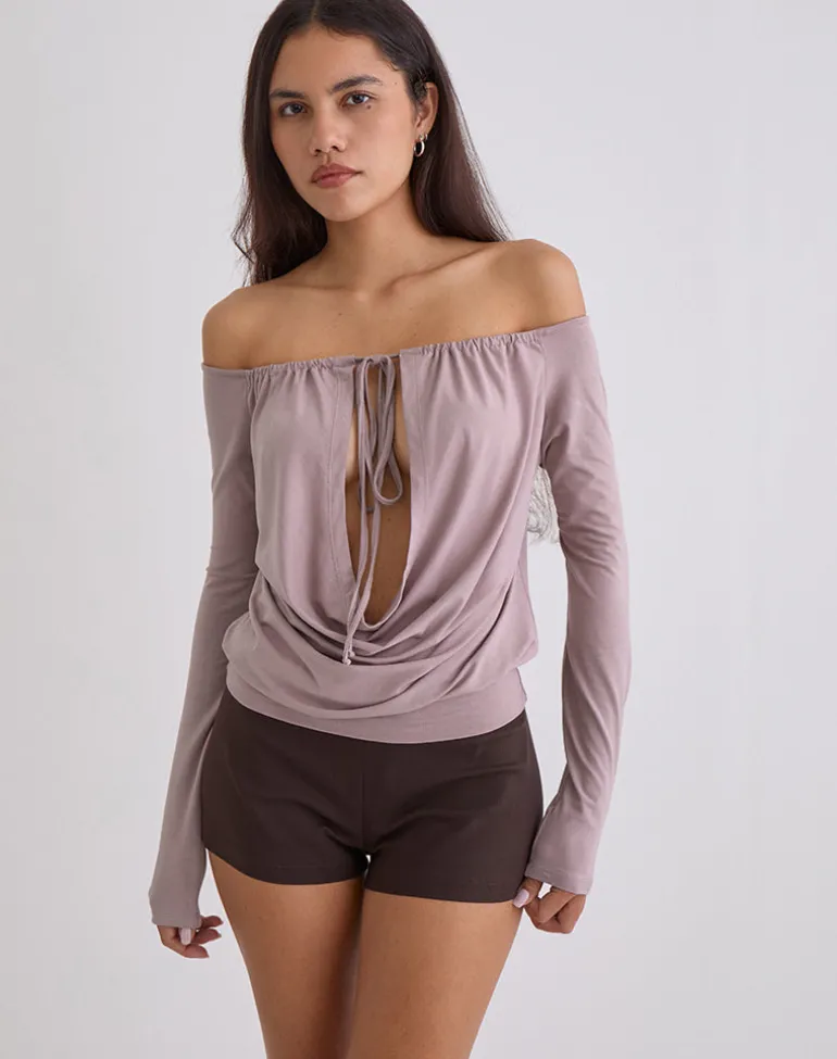 Sore Long Sleeve Cowl Top in Jersey Dusty Mauve