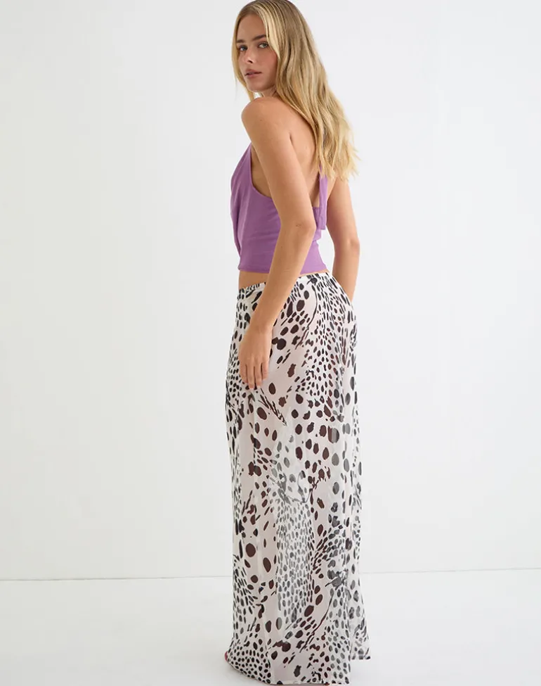 Sorena Maxi Skirt in Dalmatian Skin Black and Ivory