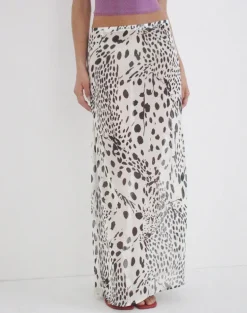 Sorena Maxi Skirt in Dalmatian Skin Black and Ivory