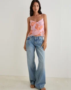 Sorira Flare Top in Floral Pink and Orange
