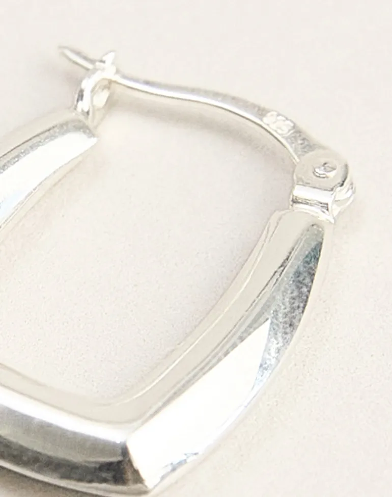 Square Sterling Silver Creole Hoop Earrings